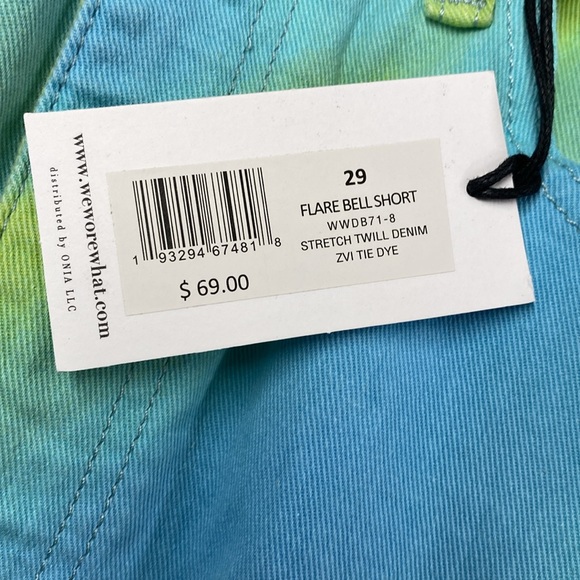 WEWOREWHAT REVOLVE FLARE BELL SHORTS STRETCH DENIM TIE DYE Size 29 NWT - Picture 10 of 13
